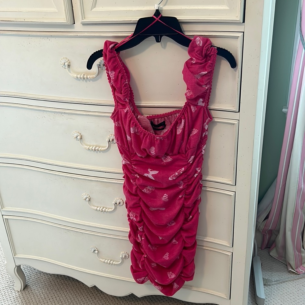urban outfitters pink butterfly dress
